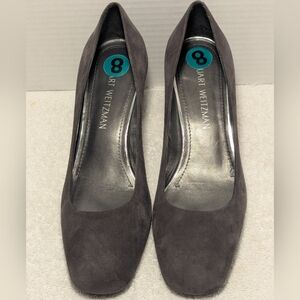 Stuart Weitzman Marymid Suede Mid Heel Pump Slate - 8